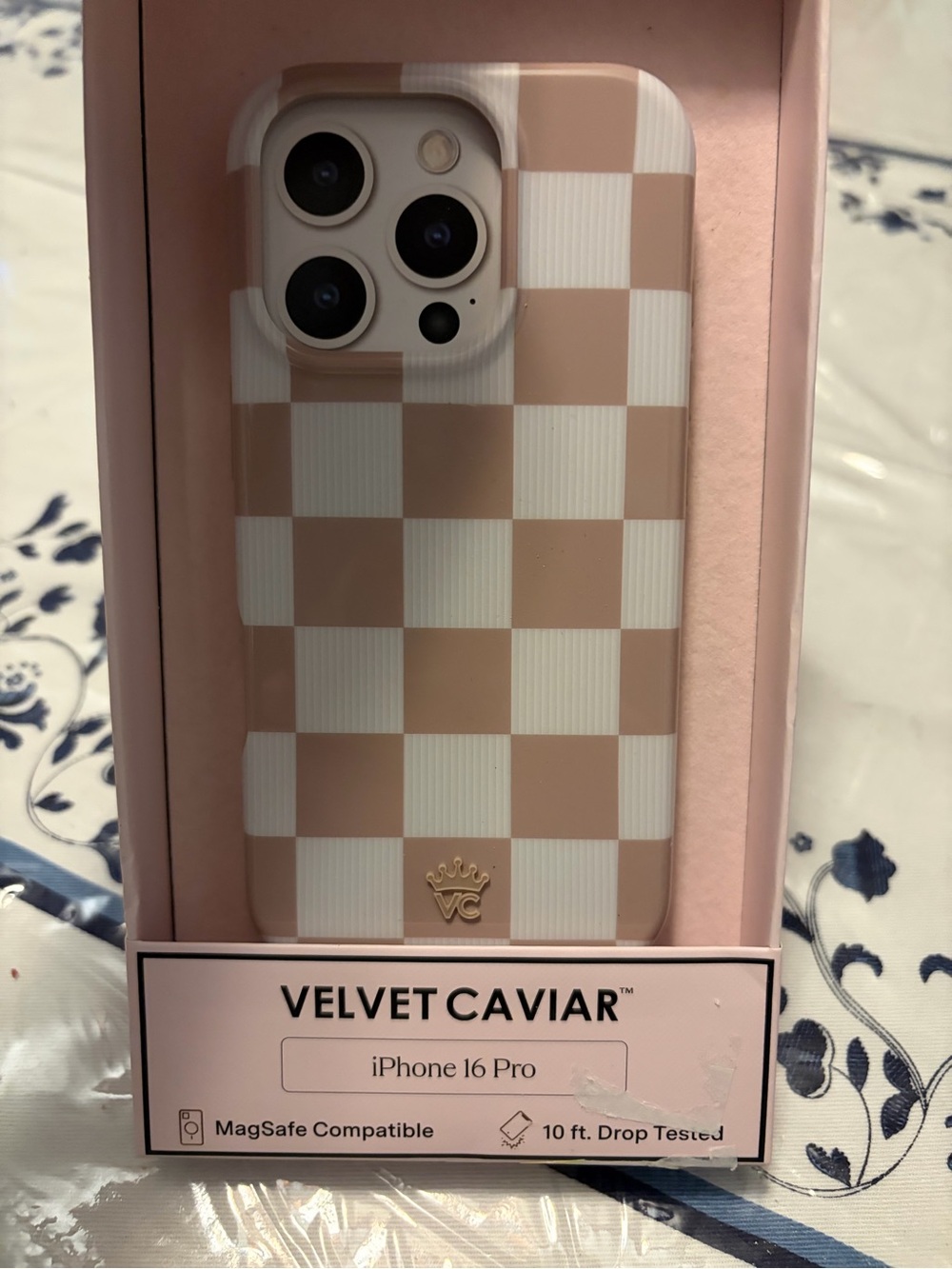 Velvet Caviar Beige and White Checker iPhone Case for iPhone 16 Pro